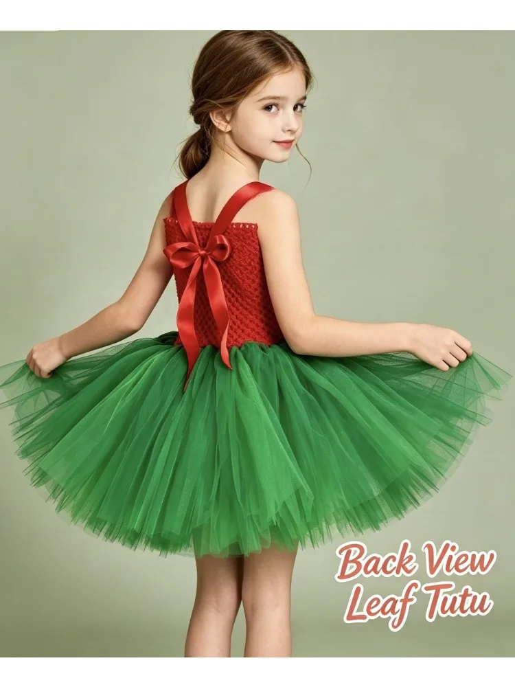 Girl Hawaiian Princess Tulle Dress With Flower Garland Kids Summer Beach Christmas Halloween Party Tropical Holiday Photo Outfit