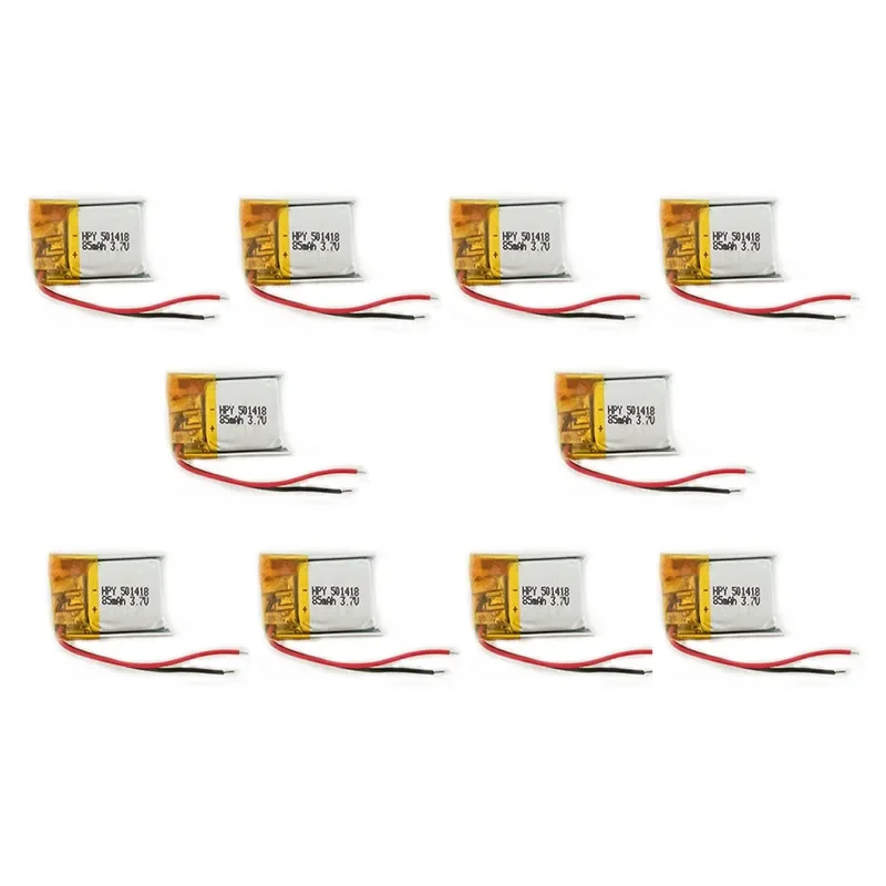 

Lot 10PCS 3.7V 85mAh 501418 051418 Lipo Polymer Lithium Rechargeable Li-ion Battery Cells fit 501420 051420 Battery Model