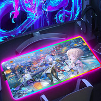 Genshin Impact Raiden Shogun Gaming RGB Mouse Pad 900x400 Laptop PC Gamer Anime LED Lighting Big Mousepad Colorful Luminous Mat