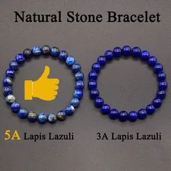 Real 5A Natural Lapis Lazuli Stone Bead Bracelets Homme Original High Quality Energy Healing Jewelry for Women Men Birthday Gift