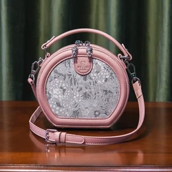 female shoulder bag,Casual small round bag,simple Arch shape crossbody bags for women,HI-Q embroidery women's bag handbag purse