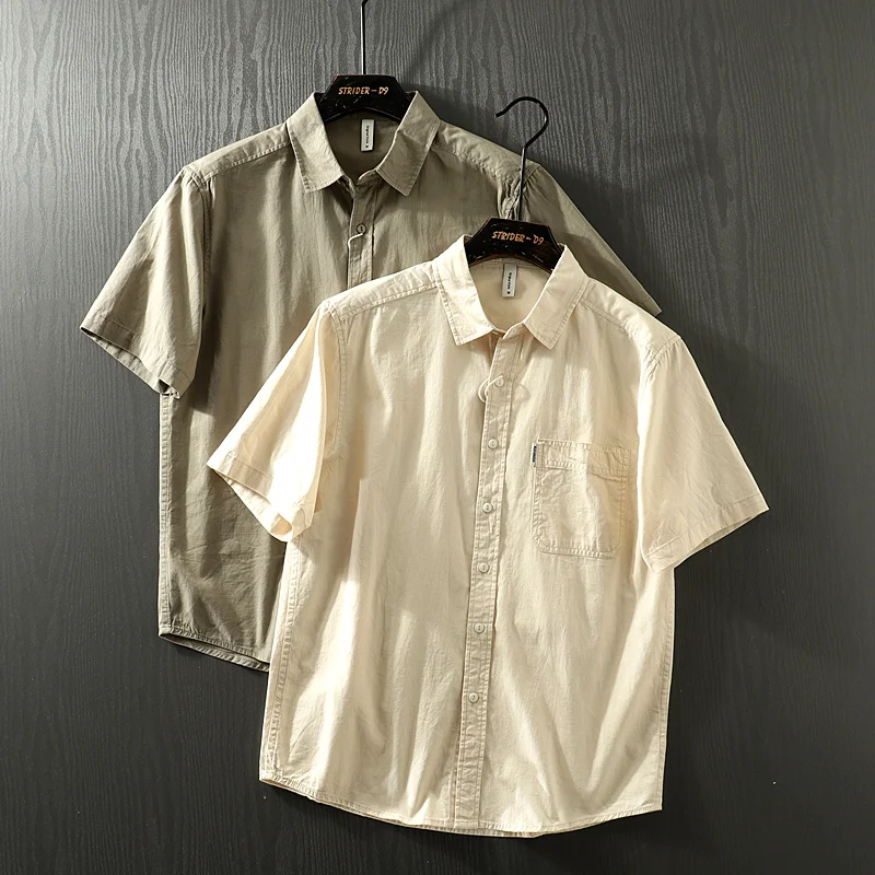 

Японский Sle Художественный Ретро Удобный Чистый Хлопок Мужской Летний Простой Одинарный Свободный Повседневный Воротник ort Sve irt