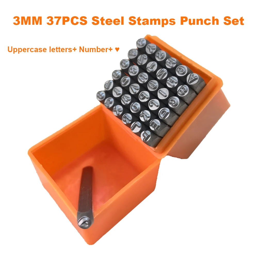 37 adet çelik Uppercase mektup numarası aşk pullar Punch seti 3mm sertleştirilmiş Metal deri zanaat damgalama araçları takı DIY zanaat için