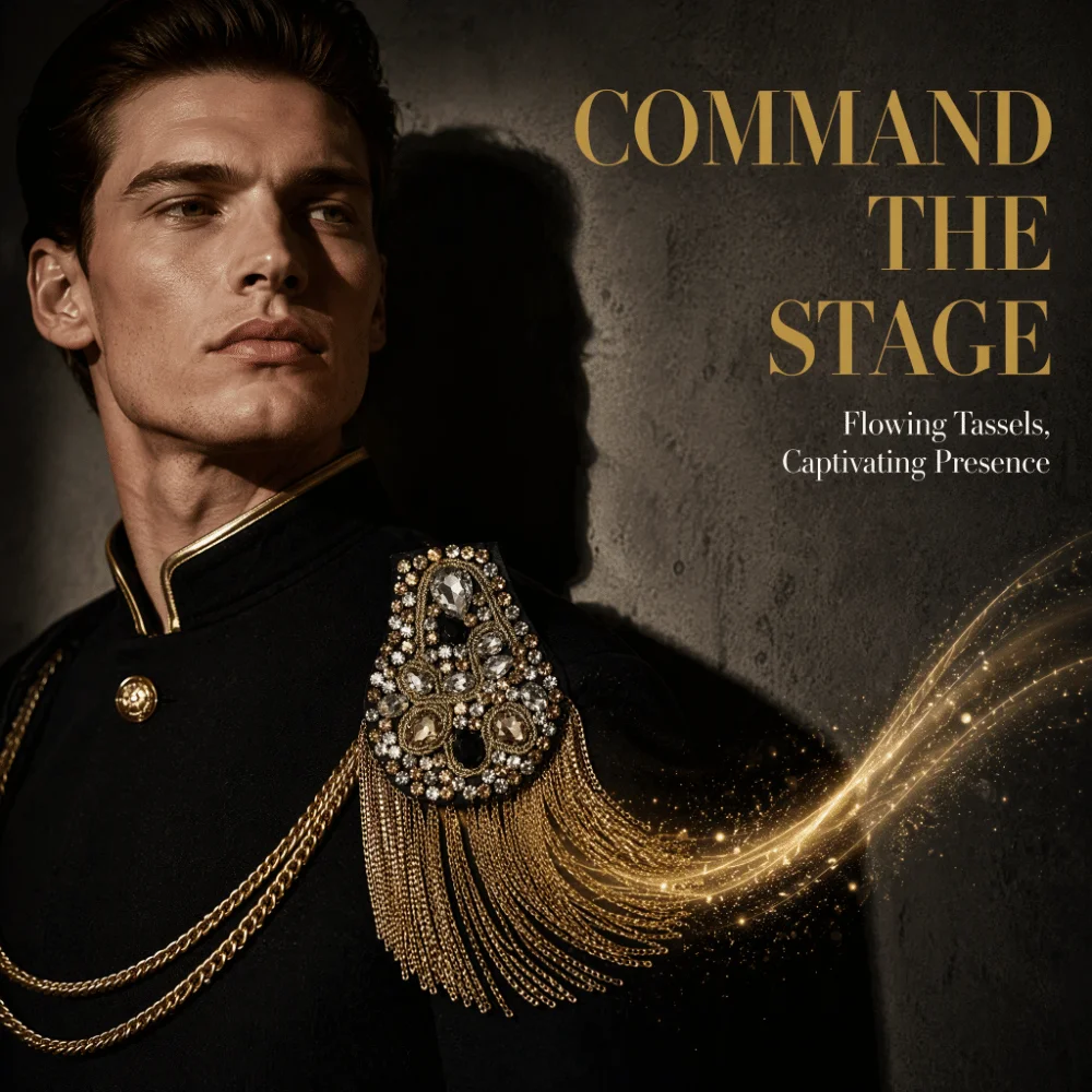 Alloy Tassel Epaulettes Decorative Rhinestone Shoulder Board Lightweight Hidden Safety Pins Shoulder Mark Stage Performance