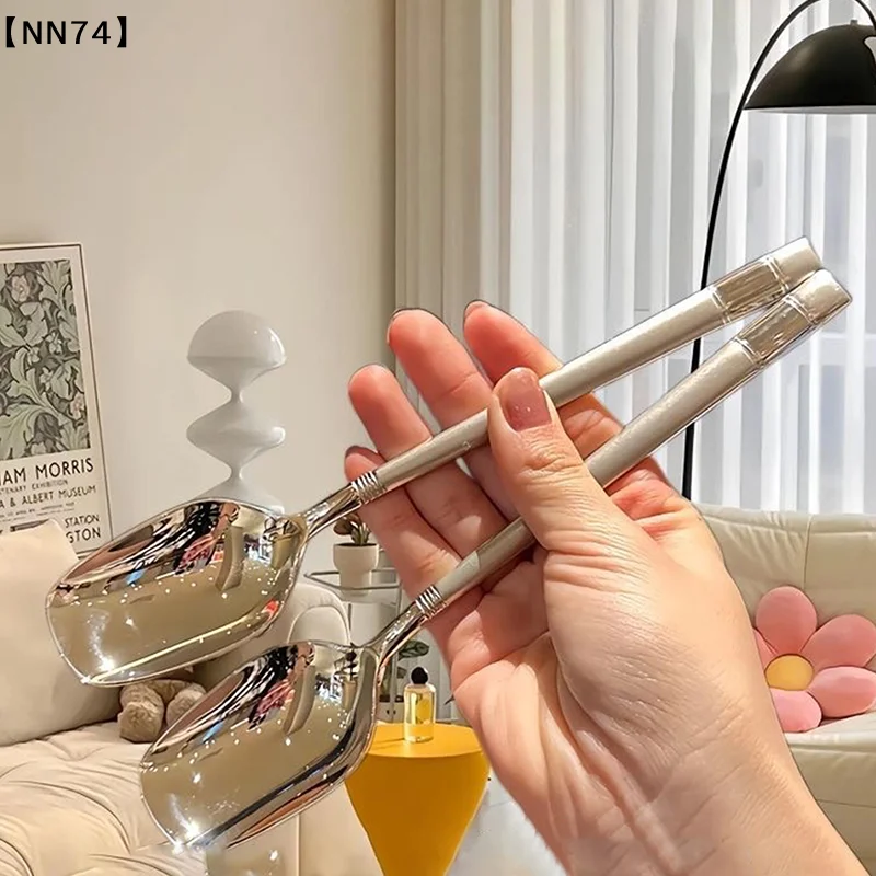 【NN74】Long Handle Square Head Spoon Lantern Stainless Steel Watermelon Spoon Thickened Household Kitchen Supplies[J]【W4】