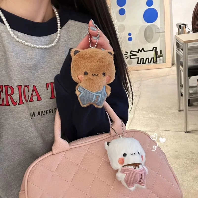 Kawaii Bubu and Dudu Panda Plush Brooch Cute Overalls Bear Doll Kawaii Couple Clothing Accessories Backpack Decor Birthday Gift
