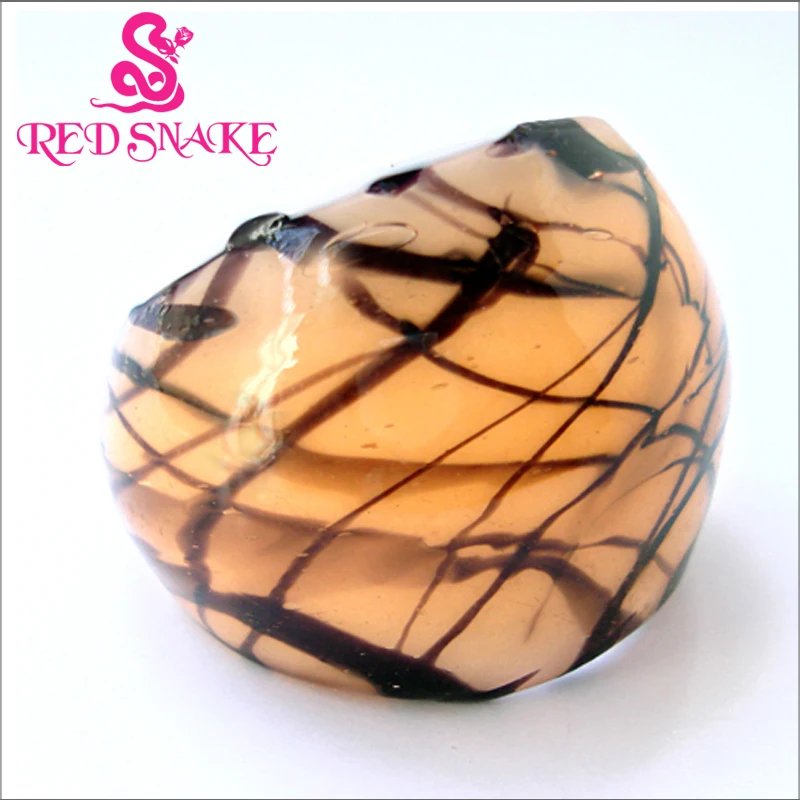 

Fashion Handmade Champagne and Black line Murano Glass Ring