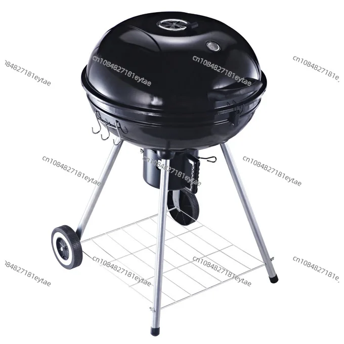 22 Inch Outdoor BBQ Grill Apple Shape with Heat Insulation Net Thermometer Smoker for Garden