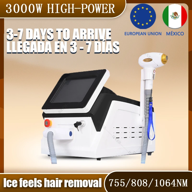 

NEW Wavelength 808nm Diode Laser Hair Remover Painless Effetctive Hair Removal Machine with 755nm 808nm 1064nm for All Skin Hair