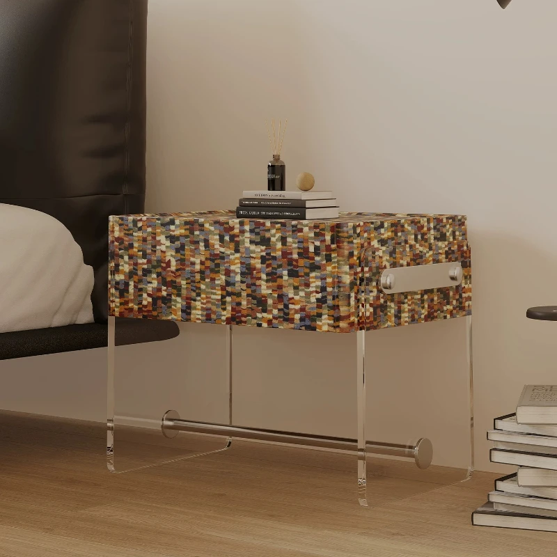 Nightstand Light Luxury Minimalist Modern High-End Mid-Century Acrylic Storage Cabinet Creative Bedroom Ins Style Nightstand