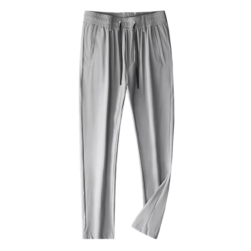 Ice Silk Men's Casual Pants Ultra-Thin Elastic Breathable Straight Leg Summer Busin Sports Long Trousers Youth Faion