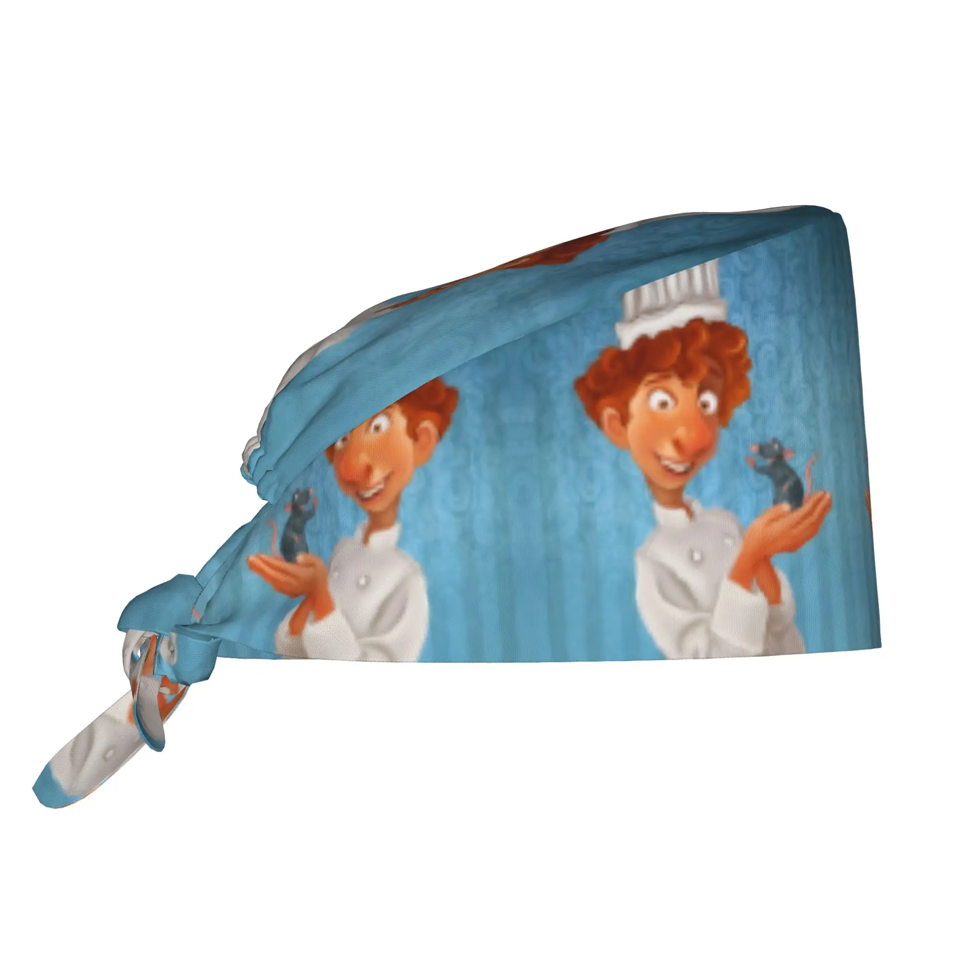 Custom R-Ratatouilles Anime Chef Scrubs Cap Surgical Hats Women Men Mouse Operating Room Cap Nursing Cap Lab Works Hat