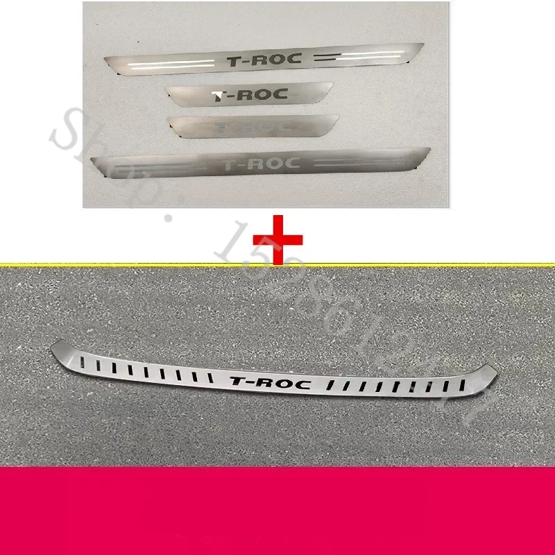 For VW/Volkswagen T-ROC T ROC 2018~2024 Rear Door Sill Bumper Protector Sill Rear boot guard styling Car accessories