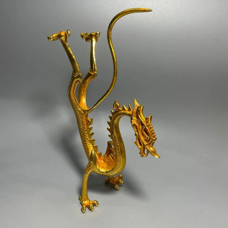 Gold Ornament, Cultural Style Collectible, Handmade, Gilt Inverted , Five-Clawed Golden Dragon for Living Room