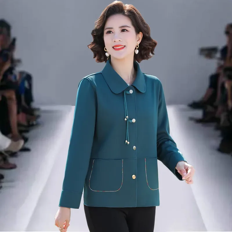 

2023 New Middle and Old Age Women's Spring Fashion Loose Top Leisure Female Mom's Spring Fashion Fashionable Short Coat Cardigan