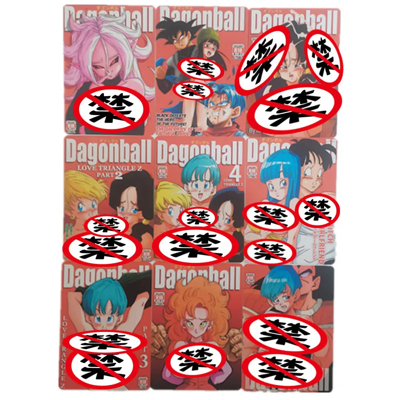 

9Pcs/set Anime Dragon Ball Android No. 21 Bulma Dark Goku Broly Sexy Nude Card Diy Hobby Toy ACG Gift Comic Collection Card