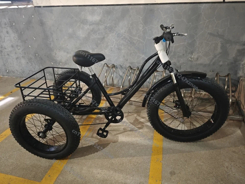 24-inch fat tire pedal tricycle with seat style，Electric power tricycle
