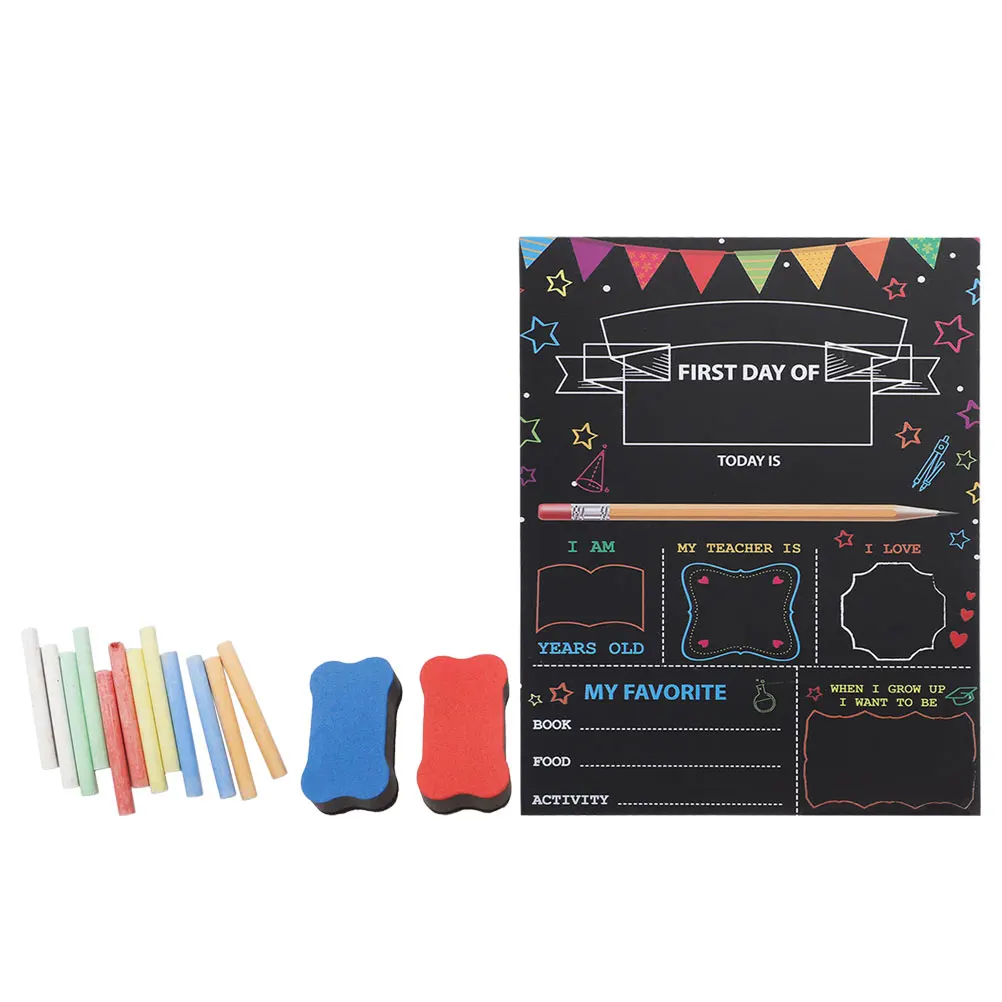 

1 set Double Sided Pendant Kids School Sign Chalk Board Hanging Message Board Smooth Edges Home for Children