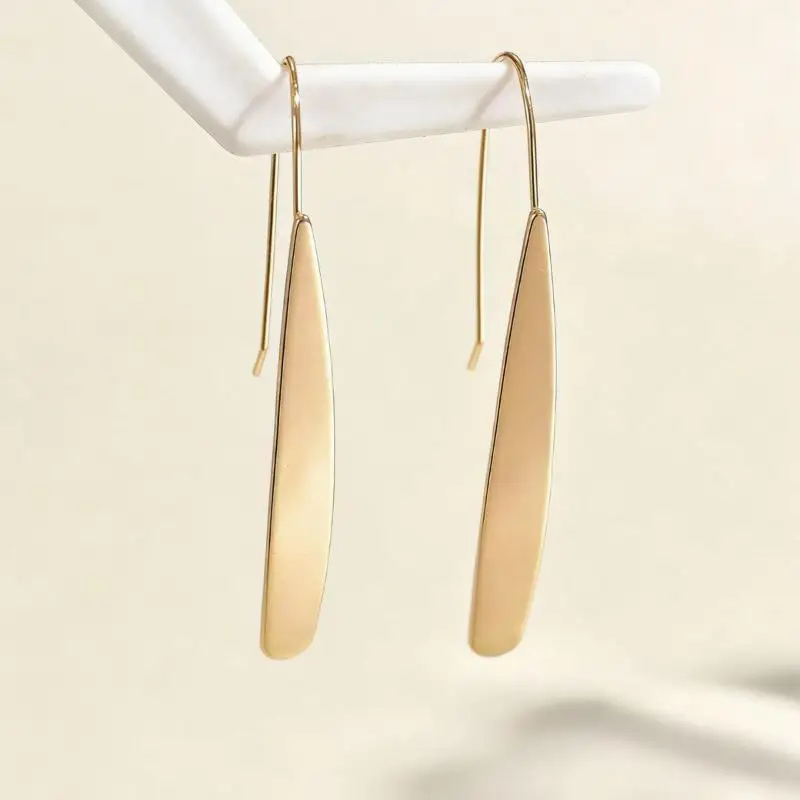 Geometric Long Drop Earrings Women Simple U Shape Glossy Metal Dangle Ear Jewelry For Daily Party Dating Costume Accessory