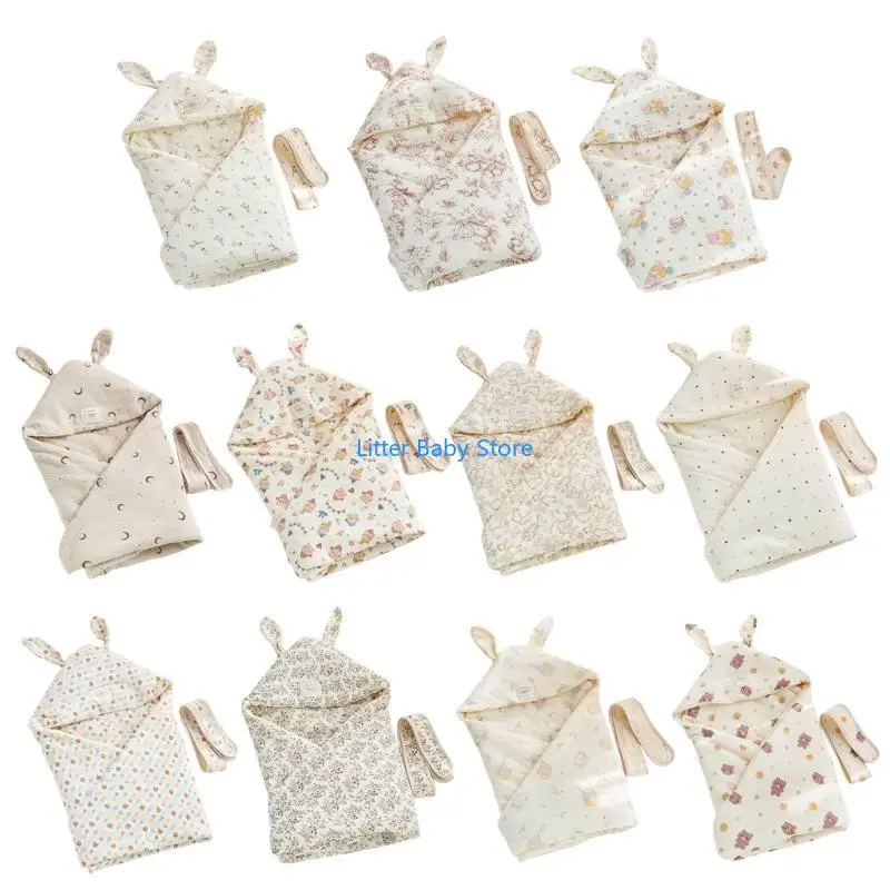 N80C بطانية أطفال مريحة لحديثي الولادة، بطانية أطفال قابلة للتنفس، آذان جميلة #3