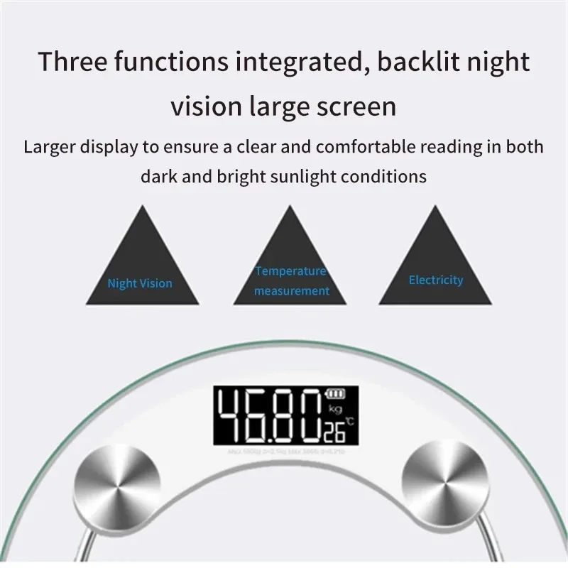 Round Transparent Digital Scale Body Weight Scale Floor Electronic Scales  LCD Scales Body Weighing Scale For Bathroom