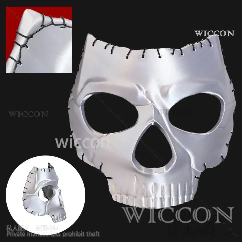 لعبة دعوة تأثيري واجب Warzone قناع هالوين الرعب دور نداء واجب الهيكل العظمي شبح ثلاثية الأبعاد حمض البوليلاكتيك قناع فضي مخصص