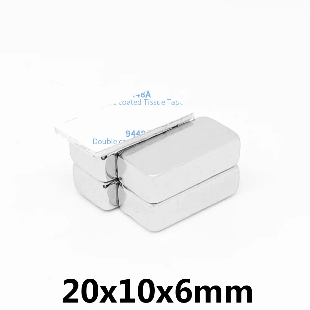 20x10x6 Quadrate Rare Earth Neodymium Magnet With 3M Self - Adhesive 20x10x6mm Strong Powerful Magnet 20*10*6