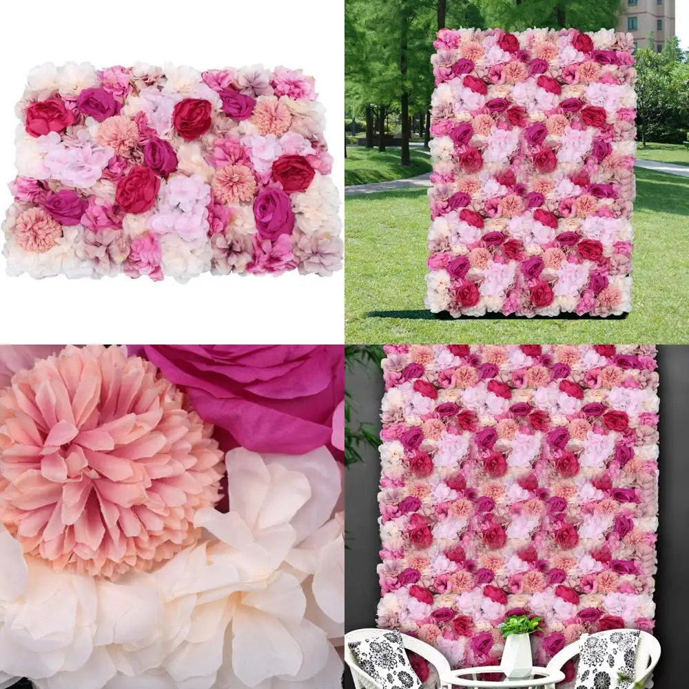 

Настенные панели с искусственными цветами фуксии, 6 предметов, 24x16 дюймов, фон из шелковой ткани для свадебных украшений