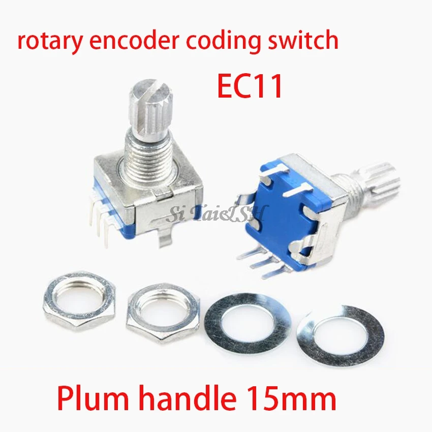 2 pezzi maniglia prugna 15mm encoder rotativo interruttore di codifica/EC11/potenziometro digitale con interruttore 5 Pin