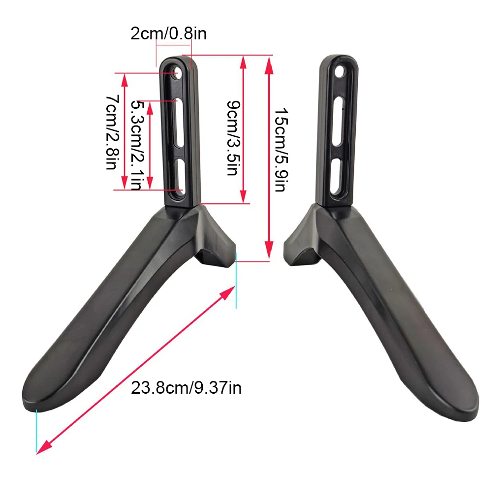 Black Steel TV Base For LCD Screen Stand Legs Pedestal With Height Adjustability - Extended Base