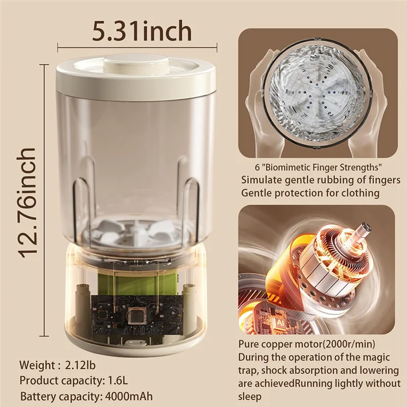 

B82B-маленькая портативная стиральная машина, беспроводная мини-стиральная машина для нижнего белья, носков, дорожная чашка для стирки