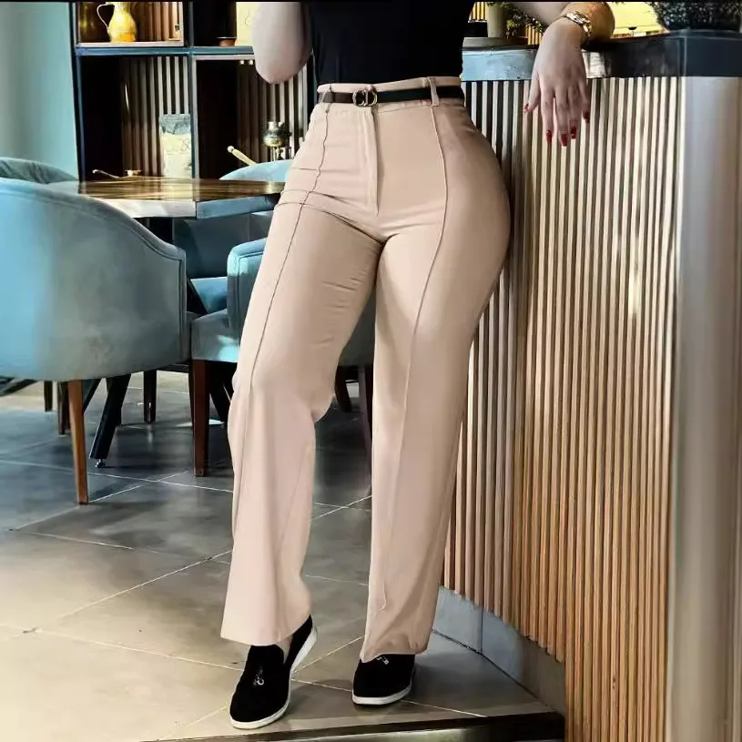 Casual High Waist Suit with Sweet Fresh Full Length Women Pants Spring Slight Stretch Regular Thickness Zipper
