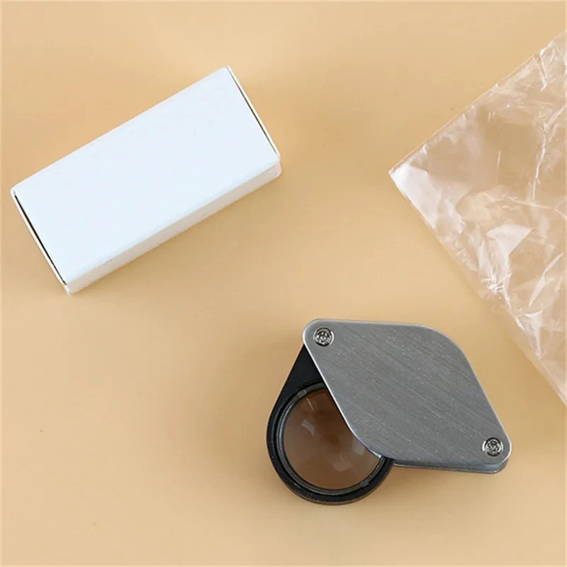 Double-Layer Lens Cultural Relic Identification Magnifying Glass Wire Drawing Process Portable Jewelry High-Power Loupe