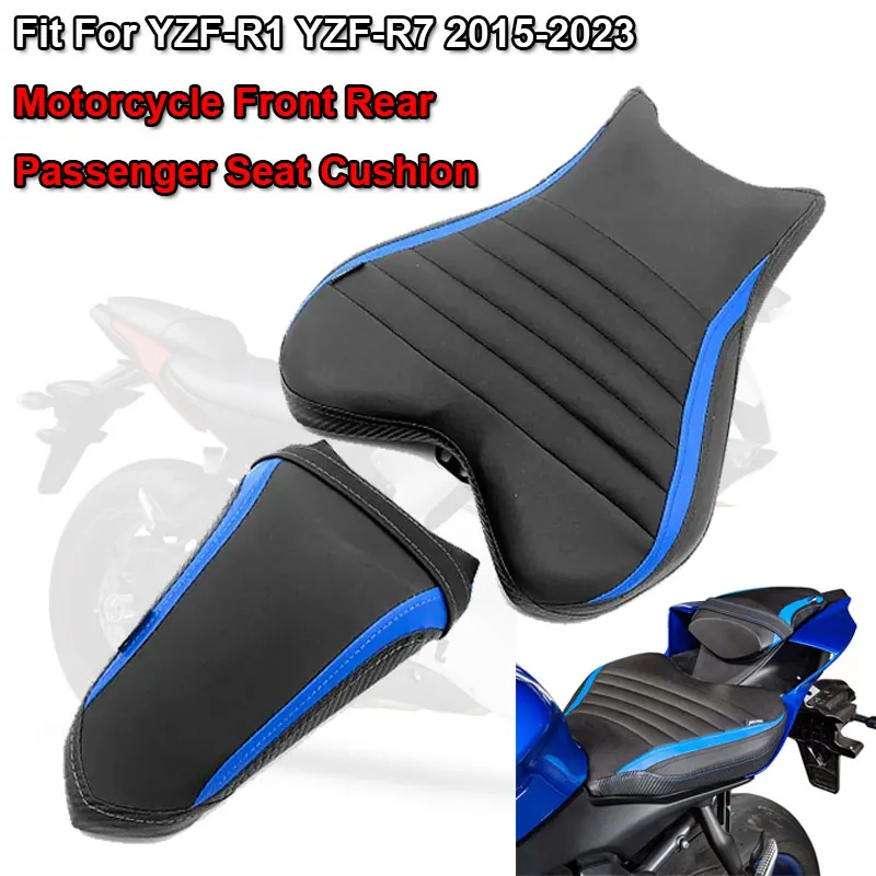 YZF R1 R7 Motorcycle Front Driver Seat Fit For YAMAHA YZF-R1 YZF-R7 YZFR1 YZFR7 2015-2023 Rear Passenger Pillion Cushion Covers