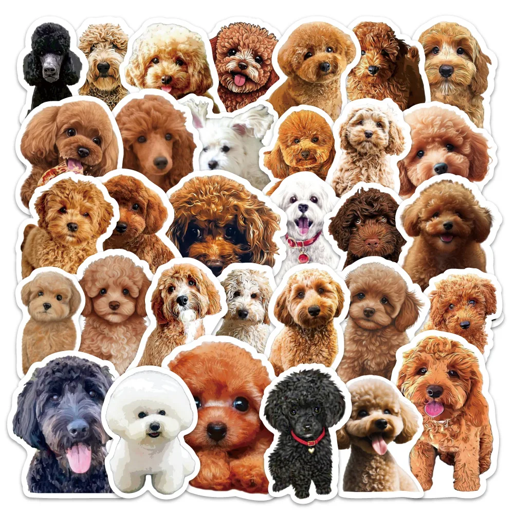 10/50PCS Cute Poodle Cute Pet Dog Doodle Decoration Laptop Mobile Bicycle Luggage Cabinet Car Waterproof Stickers Kids Toy