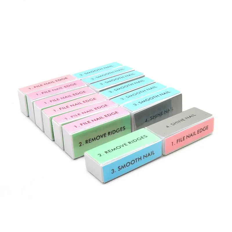 10 / 20pcs Professional Nail Buffers Colorful 4 Way Different Grit Nails File Polishing Block Sanding Manicure Art Sponge Tools