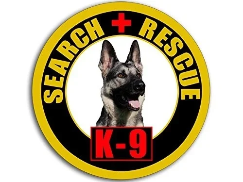 For American Vinyl Round K9 Search Rescue w German Shepard Sticker (k-9 Dog Logo Police)