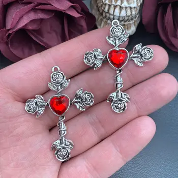 4個哥德式玫瑰十字架水晶寶石吊墜,彩色十字架吊墜,設計師款飾品,DIY飾品配件 8 最佳銷售 寶石飾品 - №3