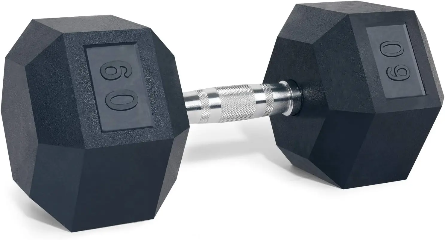 Rubber Hex Dumbbell Metal Handle Single Pair Strength Muscle Workout 5 To 65 Lb