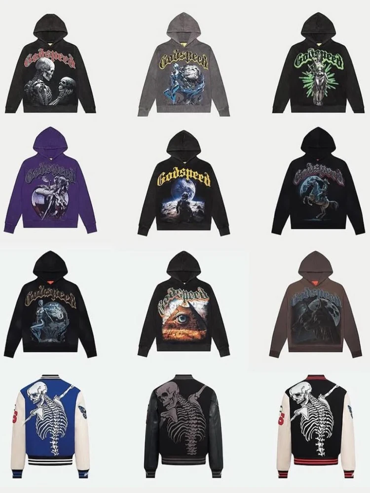 

Waed American Sle Skull Print Hoodie Sweatirt for Men And Women Couples High Street k Sle Casual Outerwear