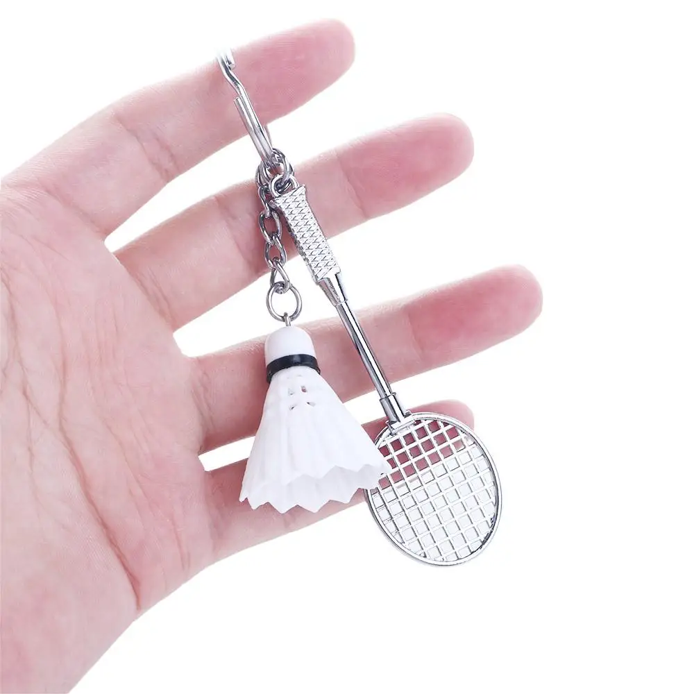 3D Mini Jewelry Fashion Sports Charm Key Holder Badminton Racket Key Chain Key Ring Keyfob Badminton Pendant Keyring