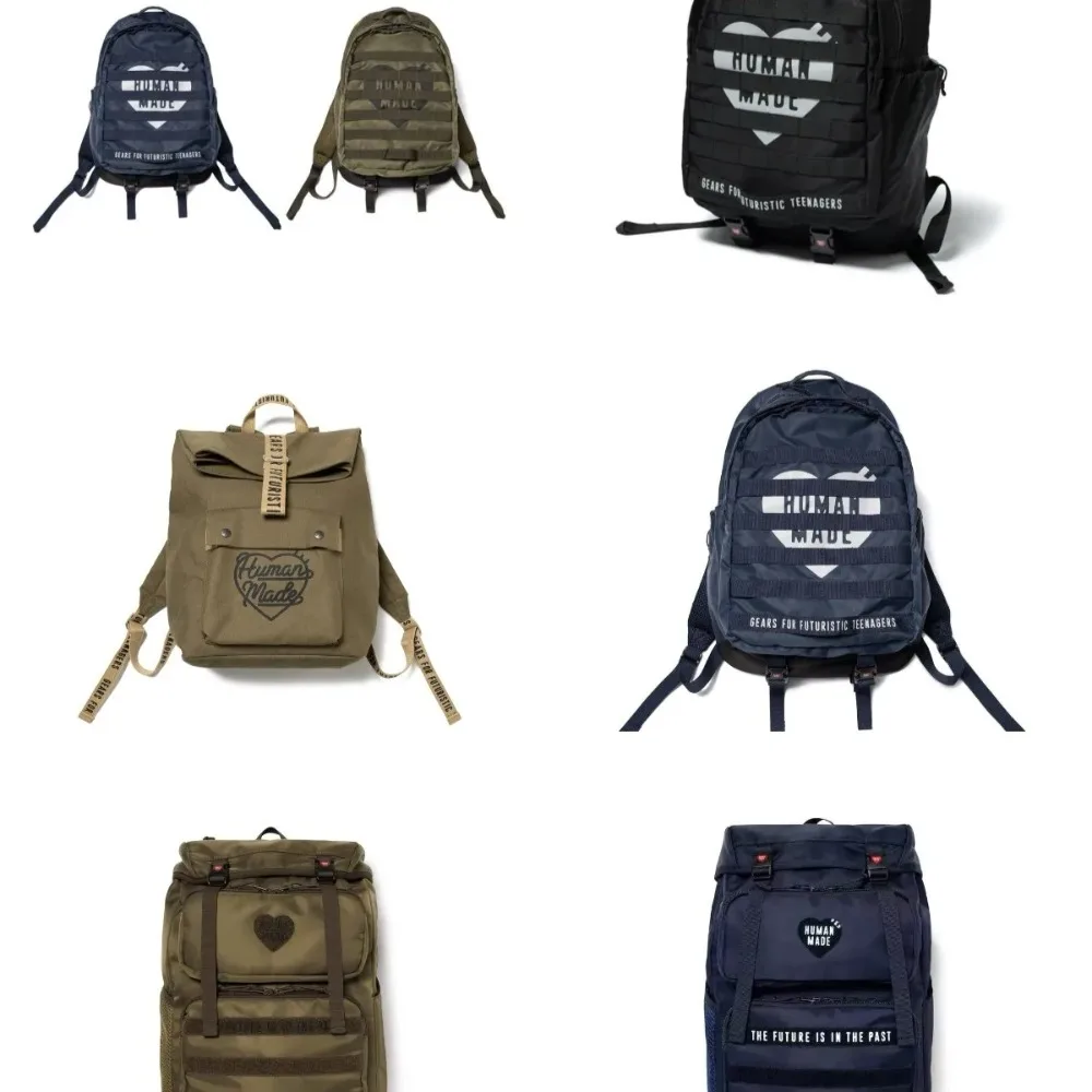 Human Made American Retro Style Nylon Backpack, Large Capacity Travel Backpack, Student Backpack, Outdoor Leisure Bag