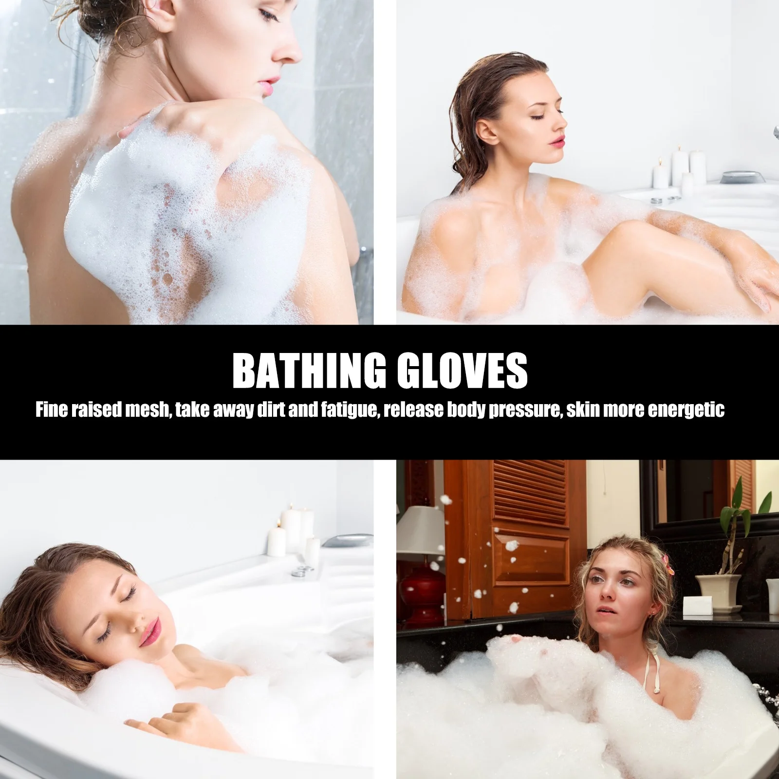 

3Pairs Bathing Gloves Durable Exfoliating Shower Mitt Non Slip Back Scrub Gloves Body Peeling Dead Skin Removal