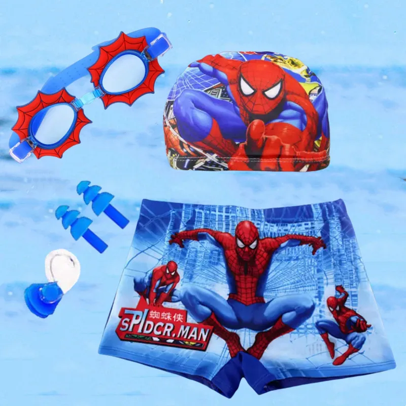 The Avengers Spiderman boys Swimwear Pants Cap Set Kids costume da bagno Shorts Cartoon Spiderman kids costume da bagno occhiali regalo