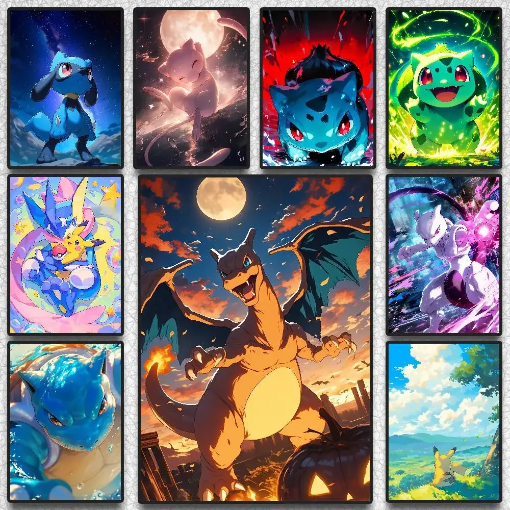 Pokemon Peripherals Charmander Pikachu Eevee Anime Canvas Painting Poster
