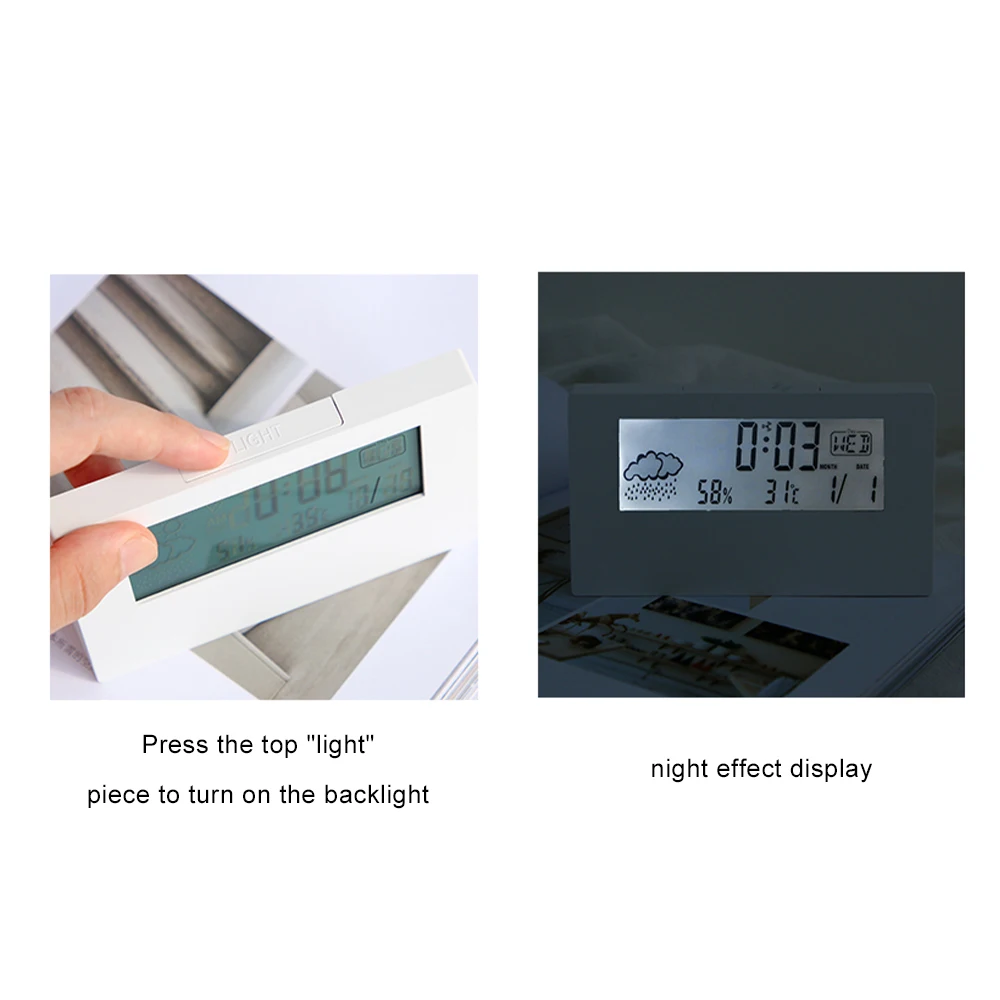 Sveglia elettronica multifunzionale LCD studente muto orologio digitale intelligente da comodino per camera da letto per bambini semplice e creativo