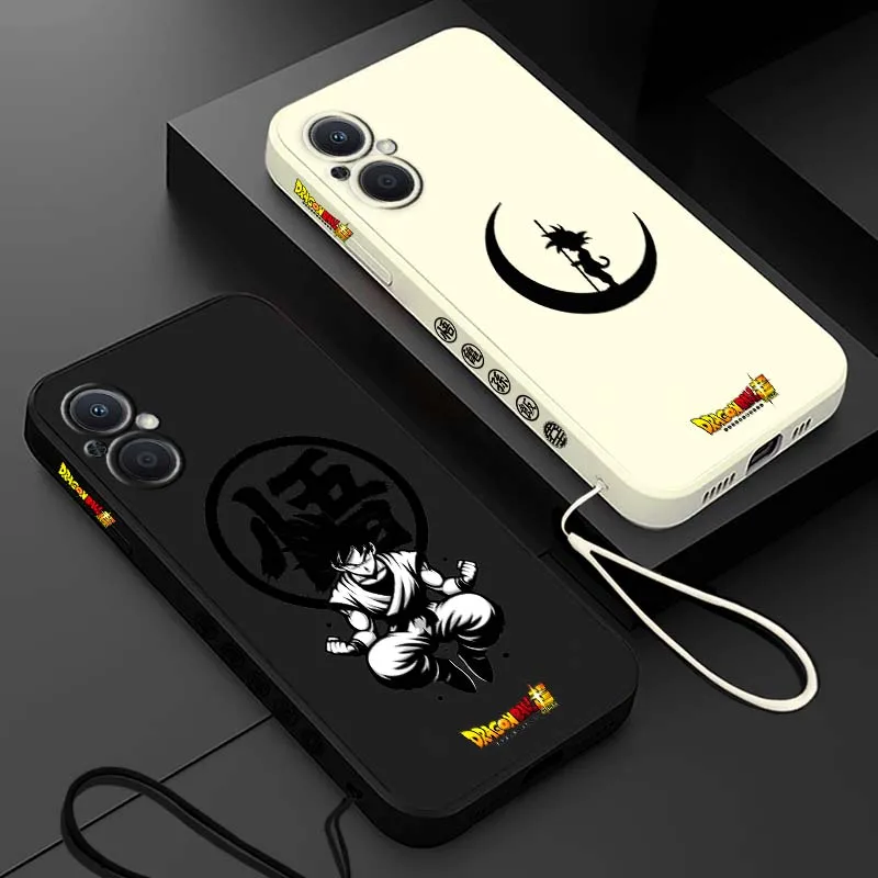 

D-Dragon Ball Anime Son Goku Art Cover For OPPO Reno 8 7 A96 A78 A74 A72 A58 A53 A40 A54s Lite 5G Liquid Left Rope Phone case