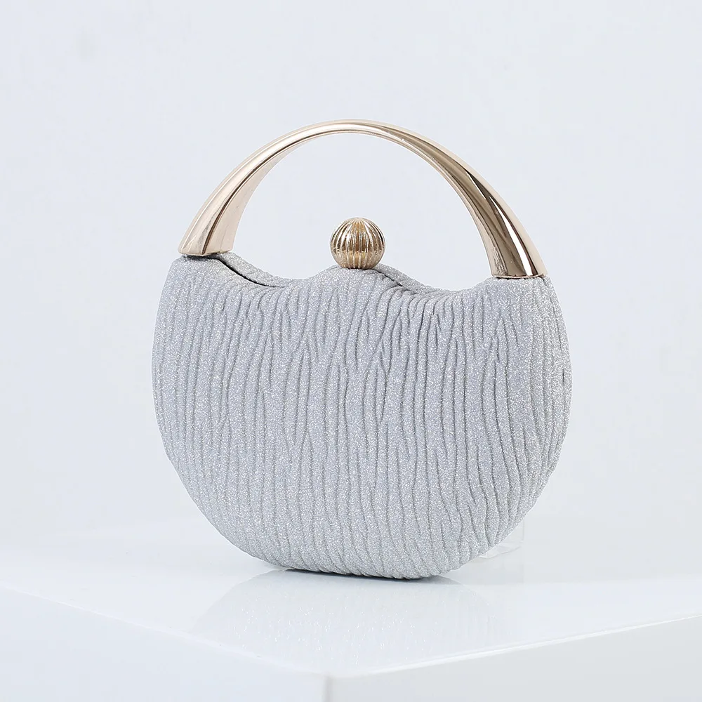 Women\'s Round Bag 2023 Luxury Designer Handbag Silver Purse Top Handle Circle Bag Evening Clutch Ladies Elegant Shoulder Bags