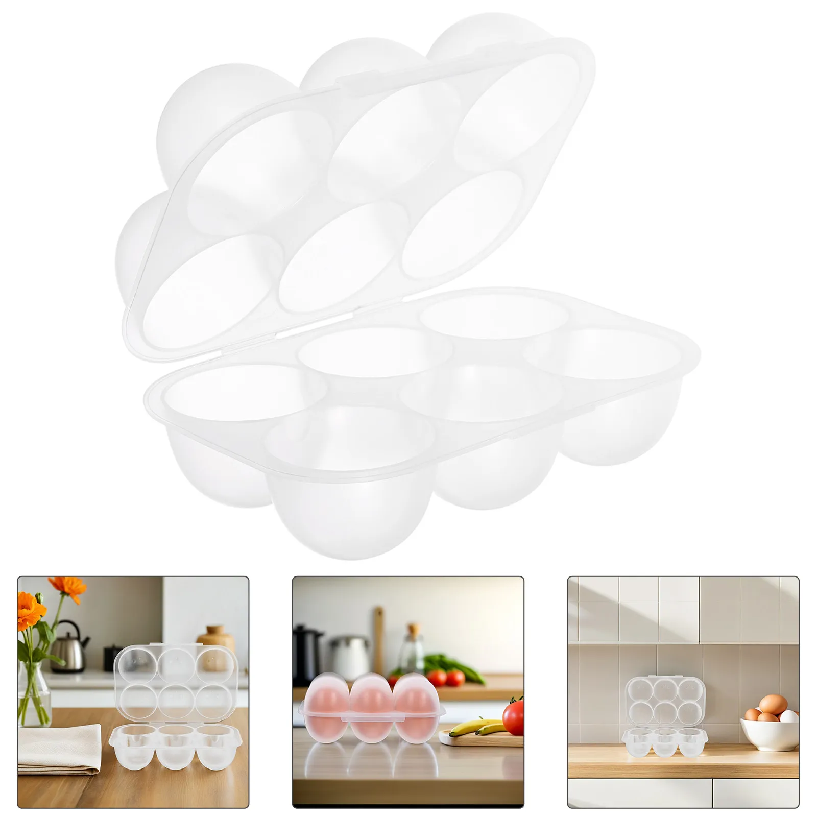 4Pcs Egg Storage Box Transparent Clear Plastic Holder 6 Grids Portable Carton for Refrigerator Travel Camping Picnic