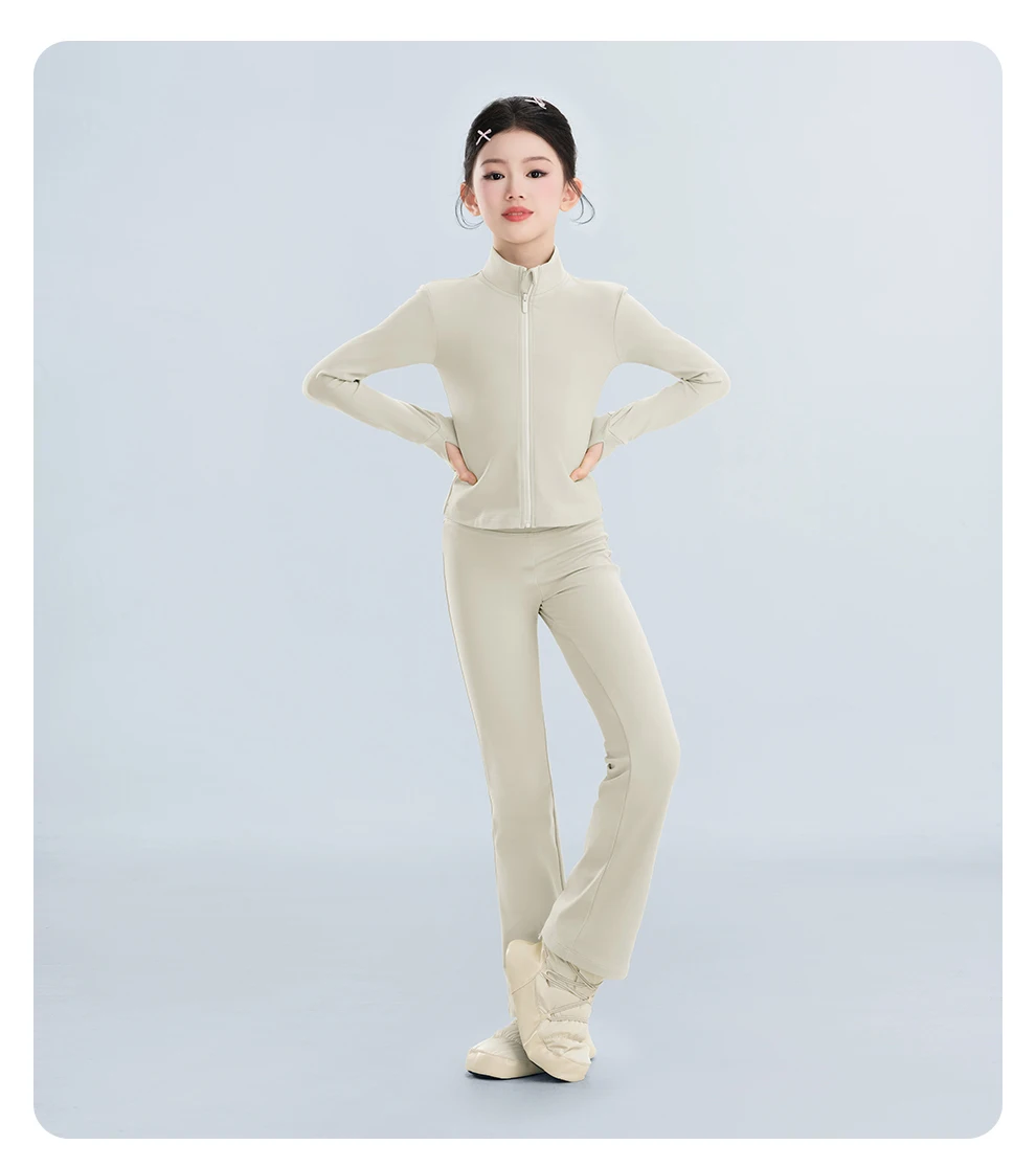 Kinder Warme Dancewear Tops Hosen Set Winter Fleece Ballett Outfits für Mädchen Tanz Praxis Leistung Kostüm – Detail 8